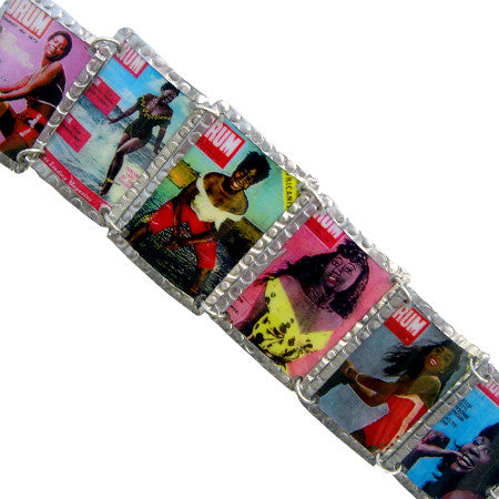 Mixed Drum Magazine Images Bracelet by Beverly Price