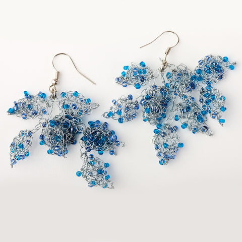 Wire and Bead Leaf Earrings