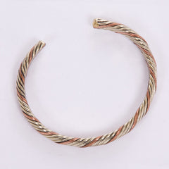 Gold and Copper-Colored Twisted Bangle