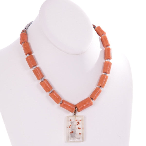 African Woman with Nigerian Beads Necklace LovingAfrica
