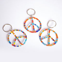 Beaded Peace Sign Keychain