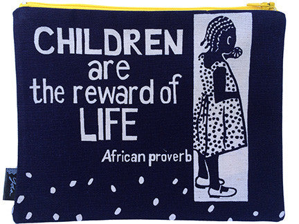 African zipper purse - Children are the reward of life.