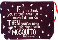 Fair Trade African Proverb Purse, Purple - If you think you're too small to make a difference then you've never spent the night with a mosquito