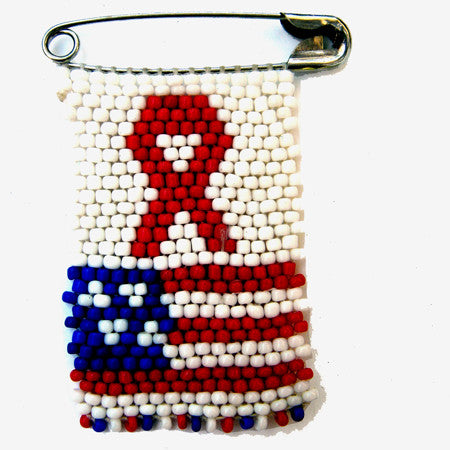 Beaded pin - AIDS & U.S.A. Flag