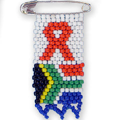 Beaded pin - AIDS & South Africa Flag