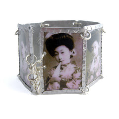 Asian Lady Image Bracelet - Black & White by Beverly Price