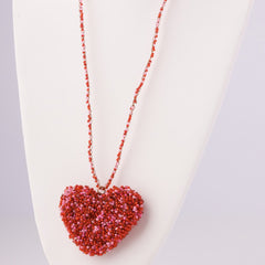 Beaded Heart Pendant Necklace