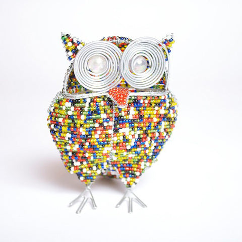 Bead and Wire Bird Ornament - Owl