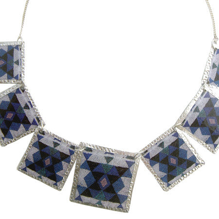 Blue Beadwork Images Necklace