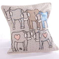 Embroidered Cow Cushion Cover