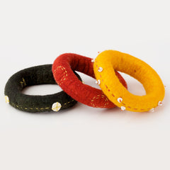 Felt Solid Bangles - Beaded & Stitched