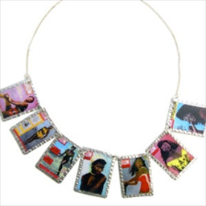 Mixed Drum Magazine Images Necklace
