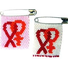 Beaded pin - Women's Solidarity & AIDS Ribbon